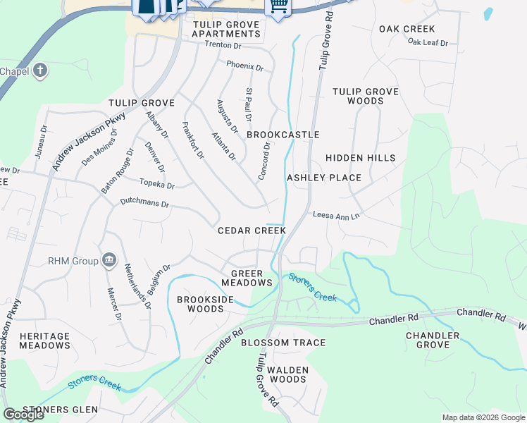 map of restaurants, bars, coffee shops, grocery stores, and more near 701 Atlanta Drive in Nashville