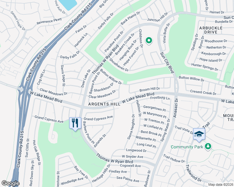 map of restaurants, bars, coffee shops, grocery stores, and more near 2409 Indigo Valley Street in Las Vegas