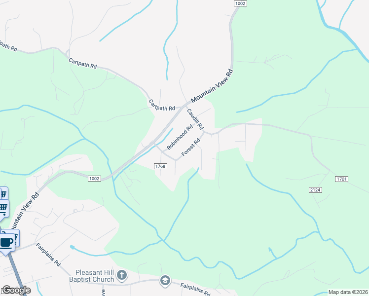 map of restaurants, bars, coffee shops, grocery stores, and more near 226 Forest Road in North Wilkesboro