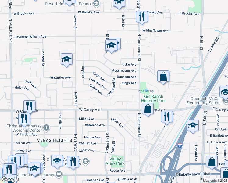 map of restaurants, bars, coffee shops, grocery stores, and more near 2448 Englestad Street in North Las Vegas