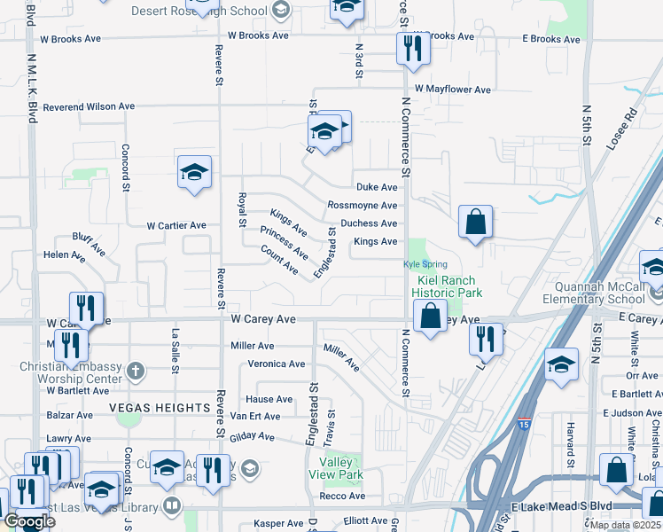 map of restaurants, bars, coffee shops, grocery stores, and more near 2448 Englestad Street in North Las Vegas