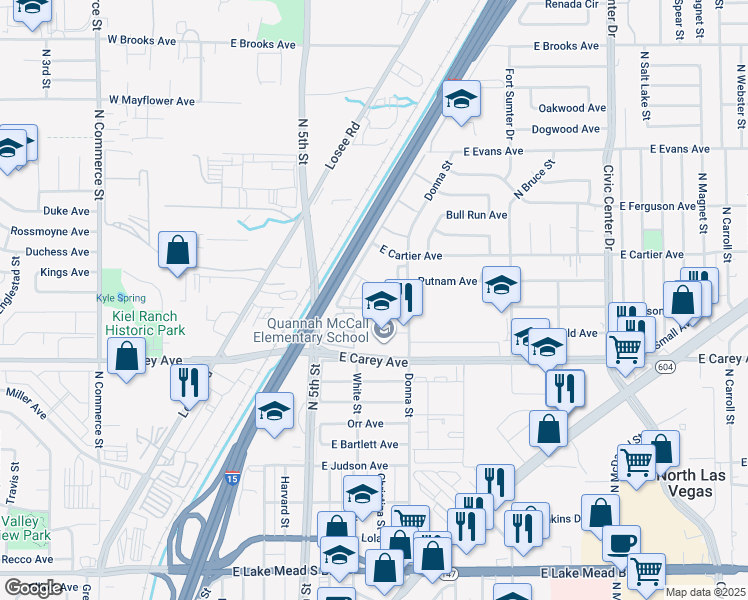 map of restaurants, bars, coffee shops, grocery stores, and more near 800a East Nelson Avenue in North Las Vegas
