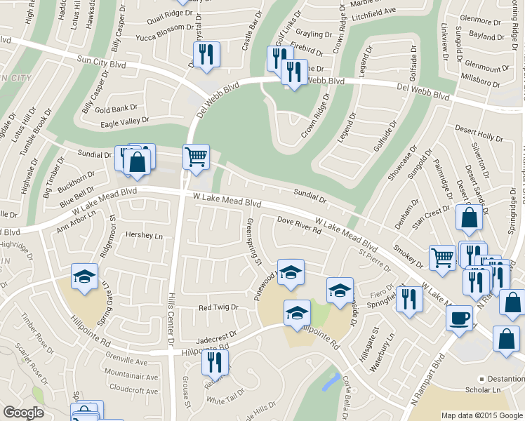 map of restaurants, bars, coffee shops, grocery stores, and more near 2405 Burke Court in Las Vegas