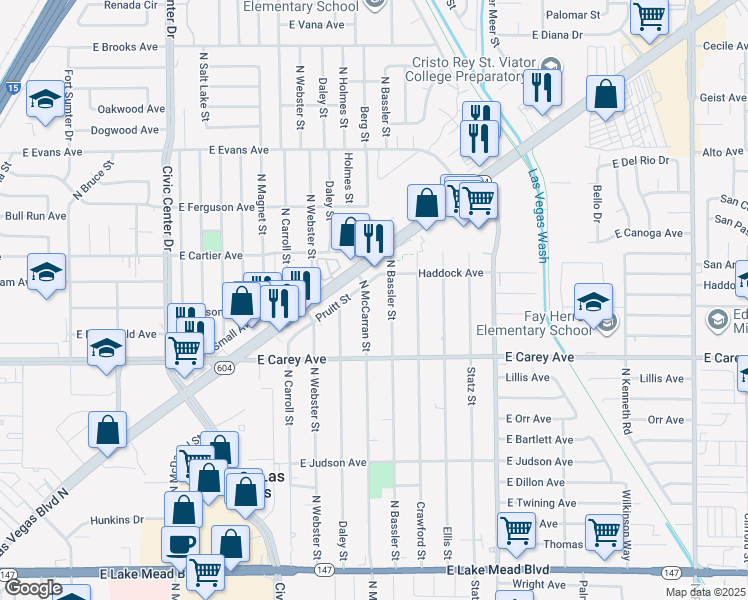 map of restaurants, bars, coffee shops, grocery stores, and more near 2518 North McCarran Street in North Las Vegas