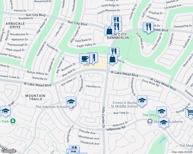 map of restaurants, bars, coffee shops, grocery stores, and more near 2421 Ivy Garden Court in Las Vegas