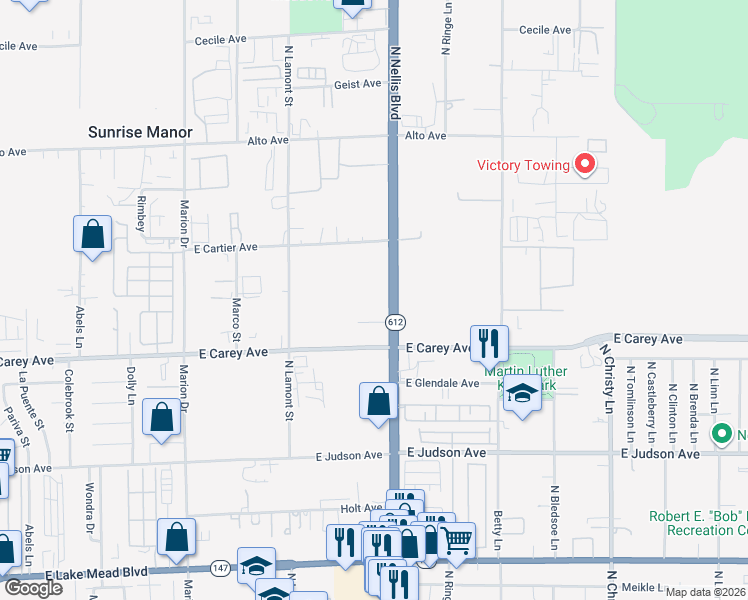map of restaurants, bars, coffee shops, grocery stores, and more near in Las Vegas