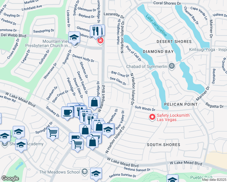 map of restaurants, bars, coffee shops, grocery stores, and more near 2436 Moon Shore Drive in Las Vegas