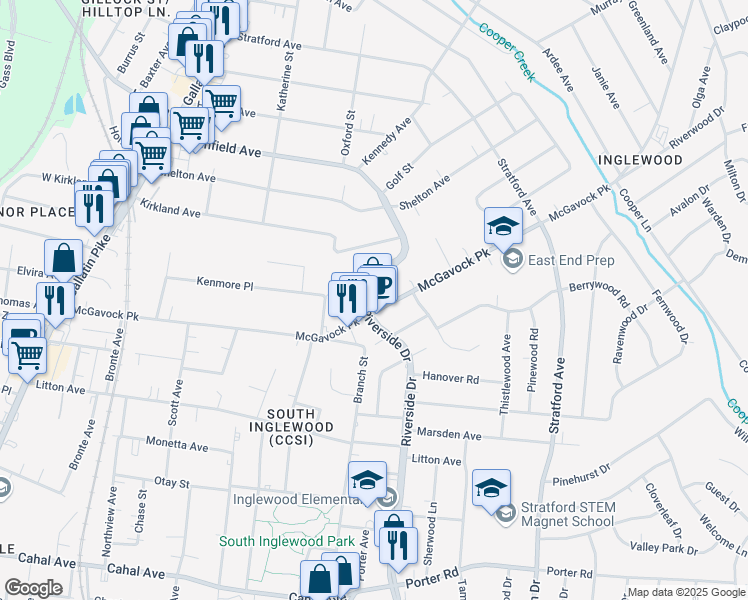 map of restaurants, bars, coffee shops, grocery stores, and more near in Nashville