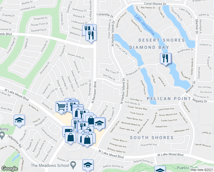 map of restaurants, bars, coffee shops, grocery stores, and more near 2449 Sage Pointe Circle in Las Vegas