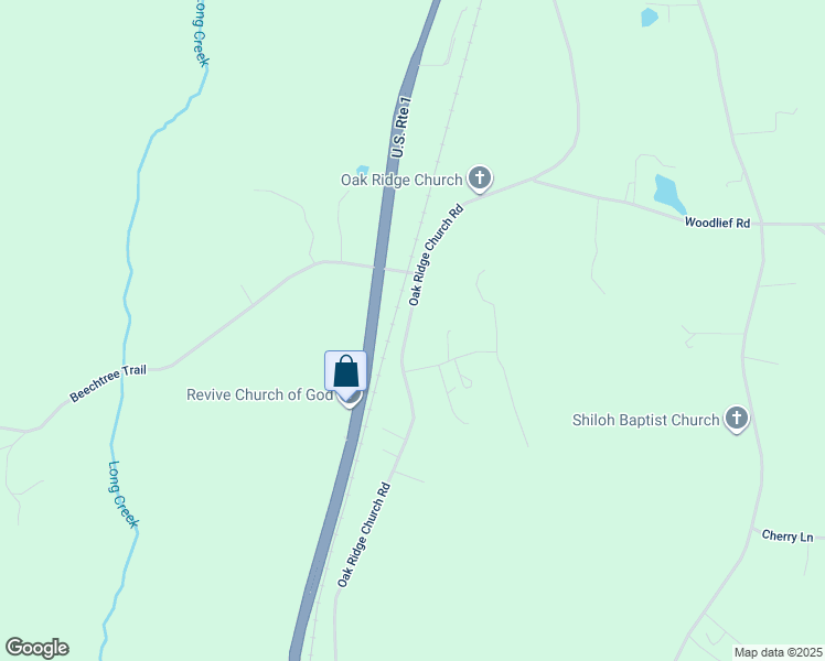 map of restaurants, bars, coffee shops, grocery stores, and more near 2177 Oak Ridge Church Road in Kittrell