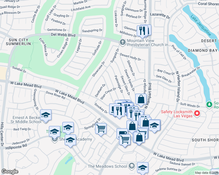 map of restaurants, bars, coffee shops, grocery stores, and more near 2504 Sunup Drive in Las Vegas