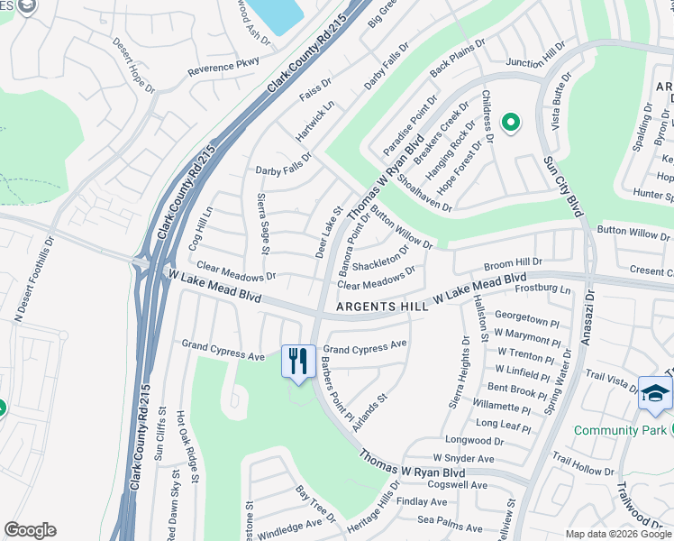 map of restaurants, bars, coffee shops, grocery stores, and more near 2441 Banora Point Drive in Las Vegas