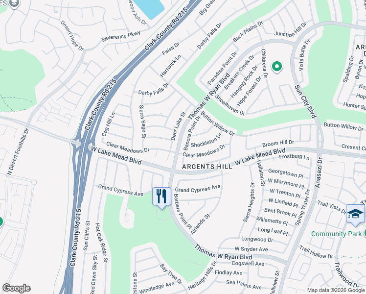 map of restaurants, bars, coffee shops, grocery stores, and more near 2441 Banora Point Drive in Las Vegas