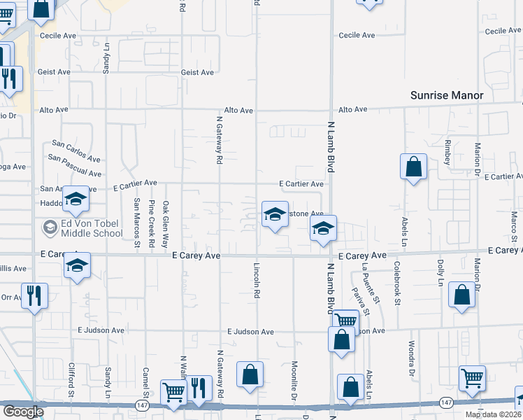 map of restaurants, bars, coffee shops, grocery stores, and more near 2537 Cactus Point Ct in Las Vegas