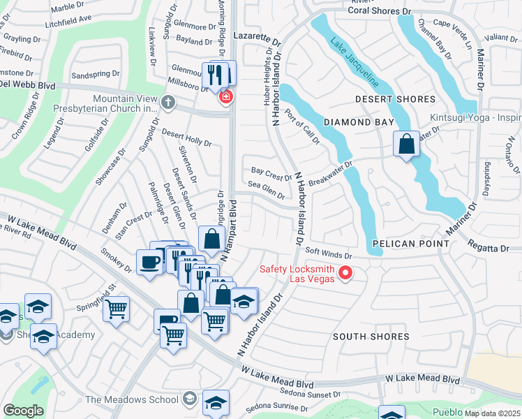 map of restaurants, bars, coffee shops, grocery stores, and more near 2449 Sage Pointe Circle in Las Vegas