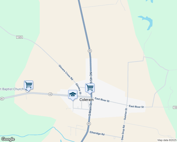 map of restaurants, bars, coffee shops, grocery stores, and more near 311 N Main St in Colerain