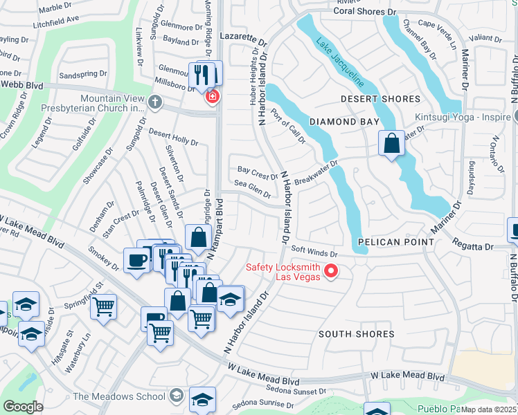 map of restaurants, bars, coffee shops, grocery stores, and more near 8336 Shore Breeze Drive in Las Vegas