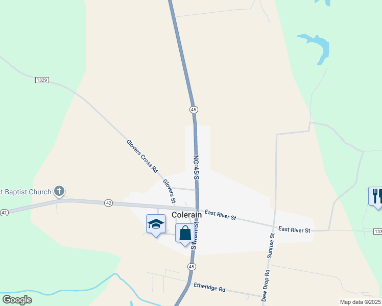 map of restaurants, bars, coffee shops, grocery stores, and more near 311 N Main St in Colerain