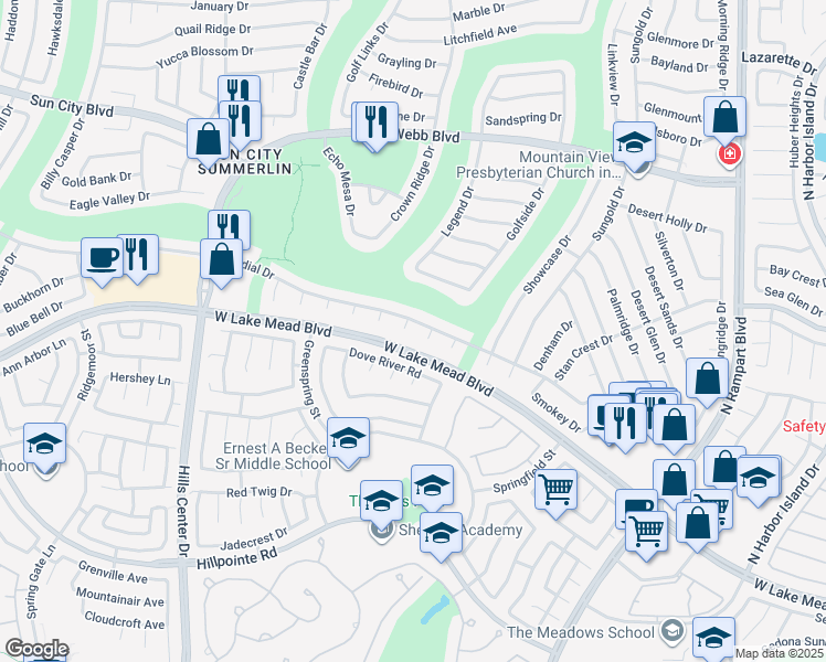 map of restaurants, bars, coffee shops, grocery stores, and more near 2408 Dove Valley Court in Las Vegas