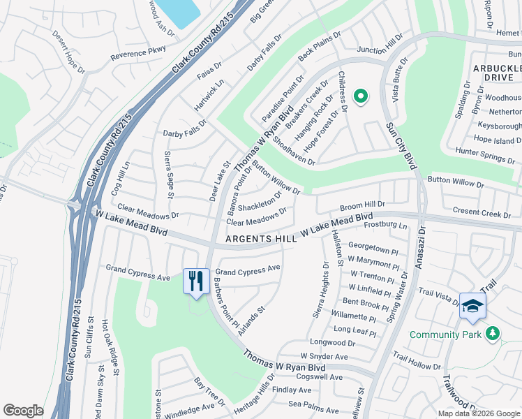 map of restaurants, bars, coffee shops, grocery stores, and more near 10717 Shackleton Drive in Las Vegas