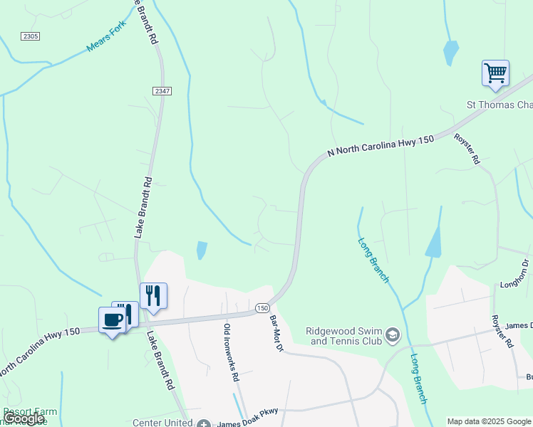 map of restaurants, bars, coffee shops, grocery stores, and more near 7618 Cedar Chase Drive in Greensboro