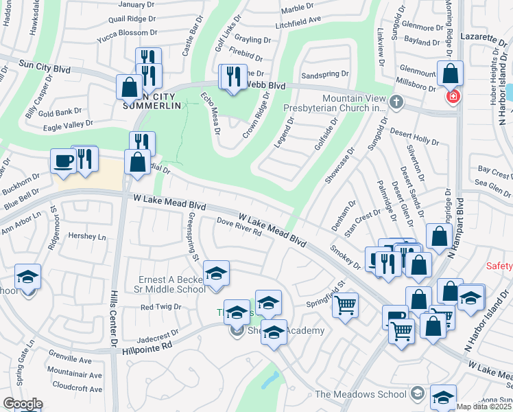 map of restaurants, bars, coffee shops, grocery stores, and more near 2408 Dove Valley Court in Las Vegas