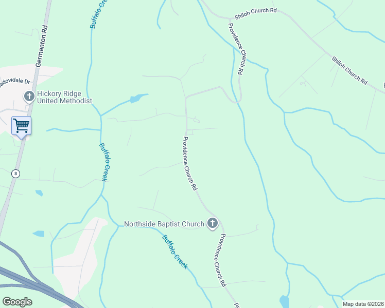 map of restaurants, bars, coffee shops, grocery stores, and more near 6107 Providence Church Road in Winston-Salem