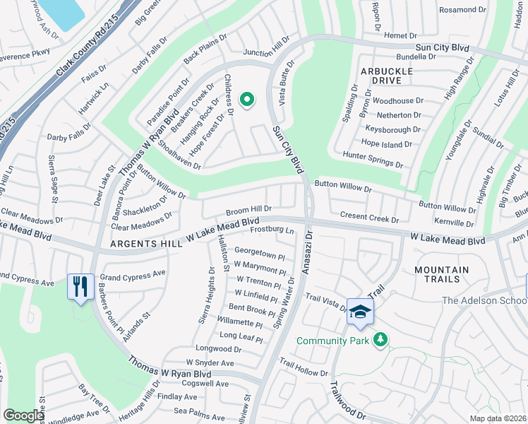 map of restaurants, bars, coffee shops, grocery stores, and more near 10413 Broom Hill Drive in Las Vegas
