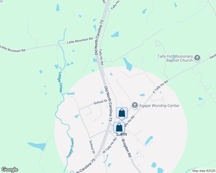 map of restaurants, bars, coffee shops, grocery stores, and more near 204 State Highway 75 in Stem