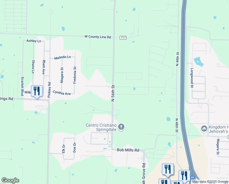 map of restaurants, bars, coffee shops, grocery stores, and more near 2229 North 56th Street in Springdale