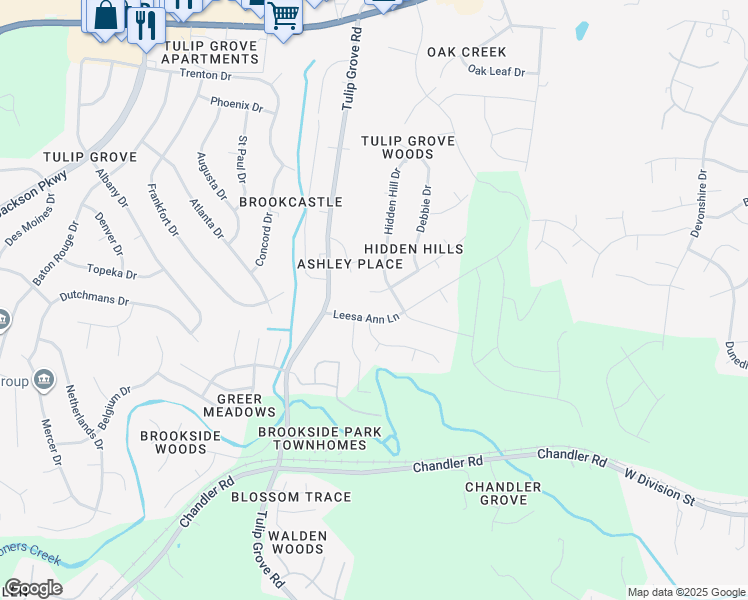 map of restaurants, bars, coffee shops, grocery stores, and more near 4827 Shadowlawn Drive in Nashville
