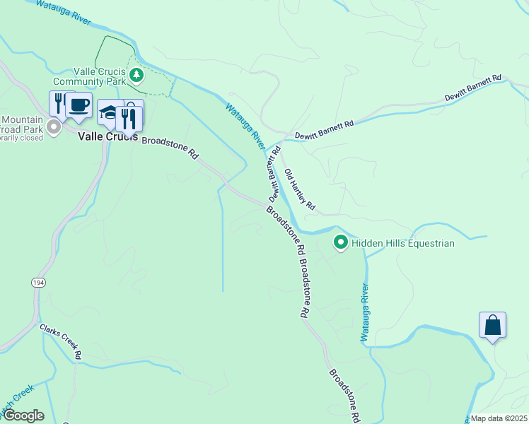 map of restaurants, bars, coffee shops, grocery stores, and more near 135 Marlowe Hill Road in Banner Elk