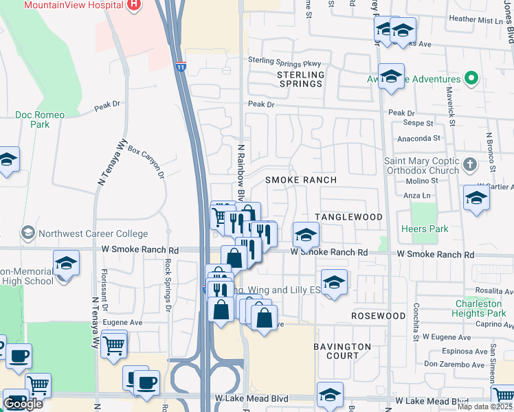 map of restaurants, bars, coffee shops, grocery stores, and more near in Las Vegas