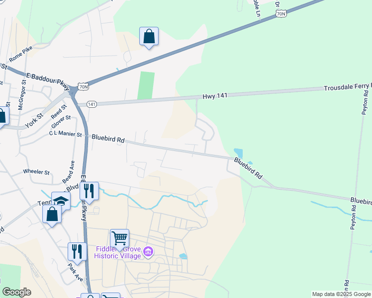 map of restaurants, bars, coffee shops, grocery stores, and more near 1286 Dinah Street in Lebanon