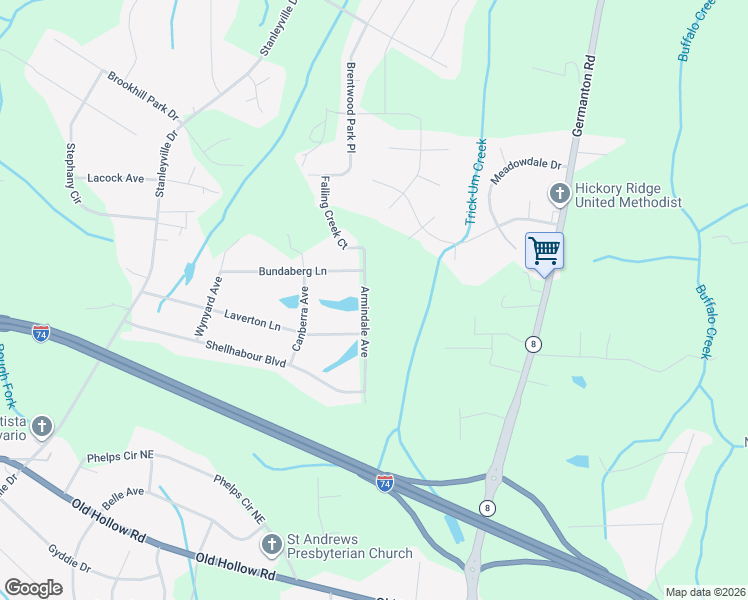 map of restaurants, bars, coffee shops, grocery stores, and more near 6435 Armindale Ave in Rural Hall