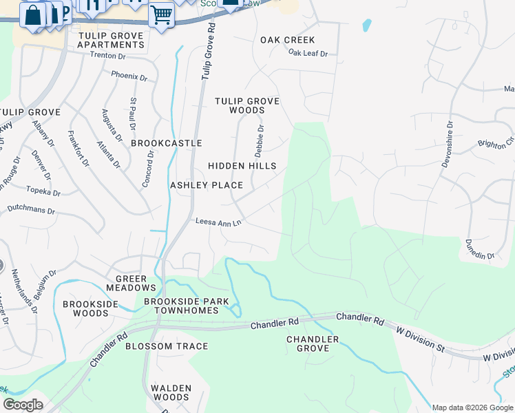map of restaurants, bars, coffee shops, grocery stores, and more near 4912 Leesa Ann Lane in Nashville