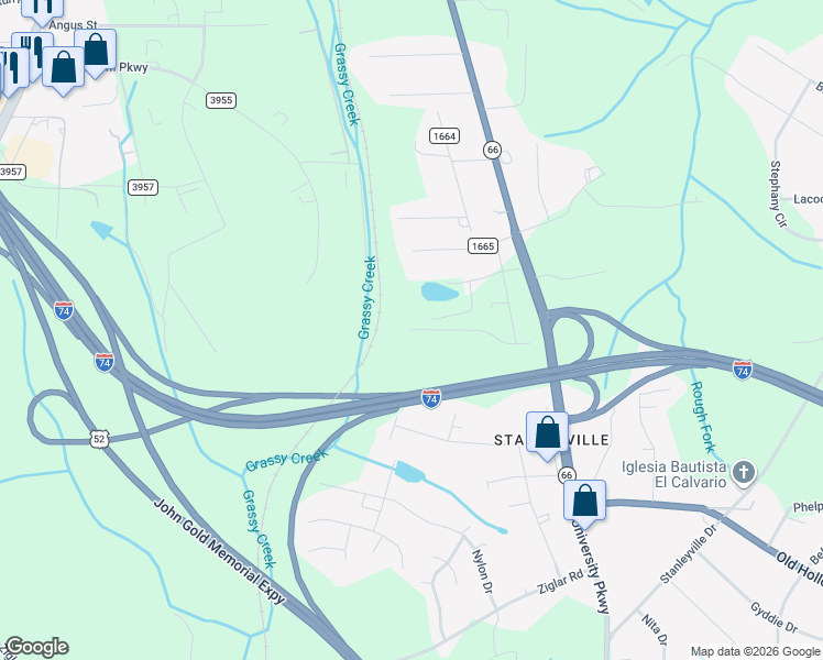 map of restaurants, bars, coffee shops, grocery stores, and more near 498 Tickle Road in Rural Hall
