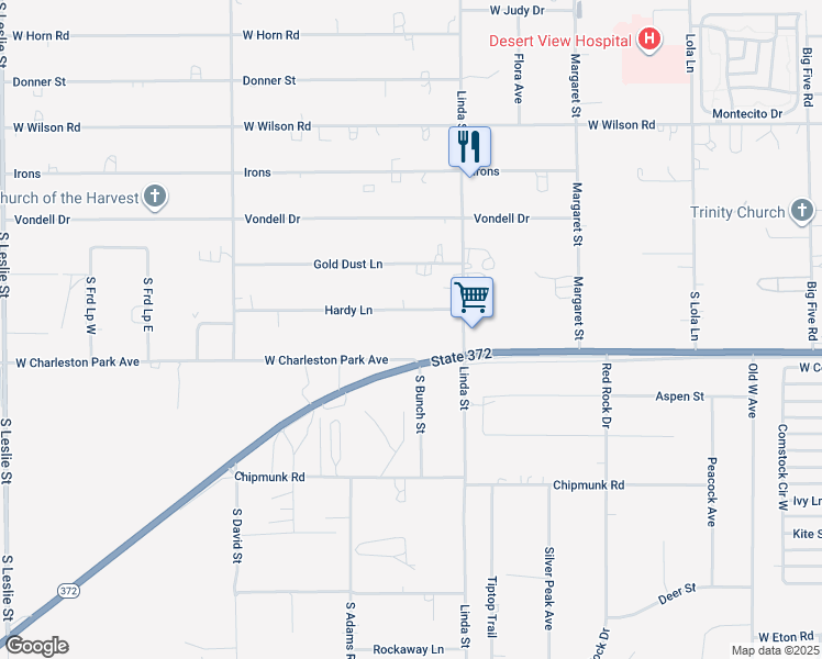 map of restaurants, bars, coffee shops, grocery stores, and more near 1090 Nevada 372 in Pahrump