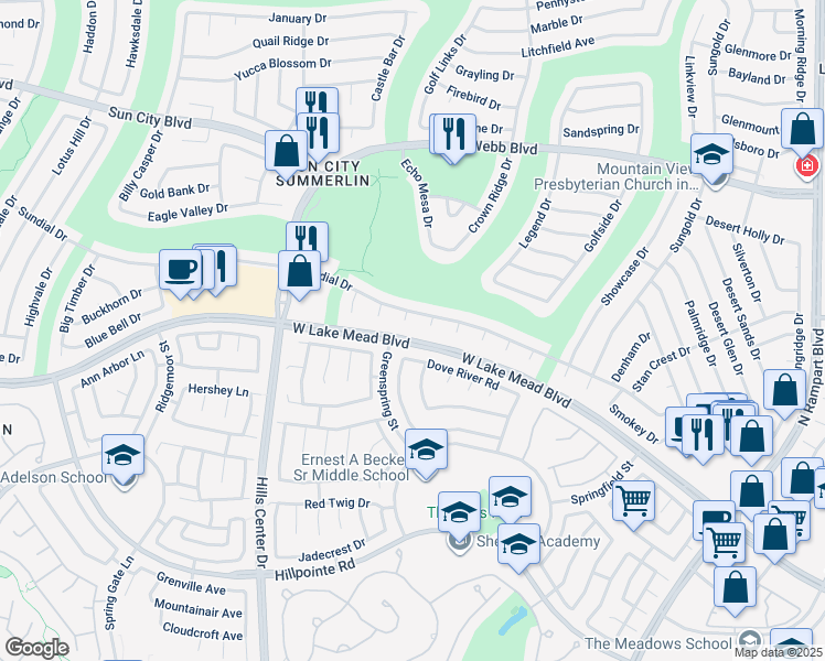 map of restaurants, bars, coffee shops, grocery stores, and more near 2404 Floyd Court in Las Vegas