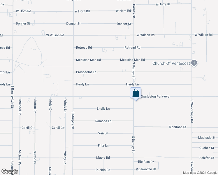 map of restaurants, bars, coffee shops, grocery stores, and more near 3201 Hardy Lane in Pahrump