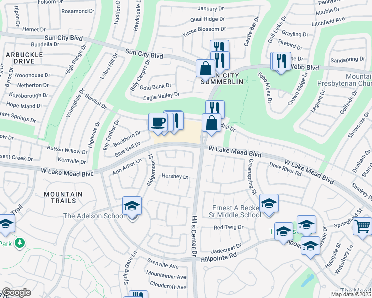 map of restaurants, bars, coffee shops, grocery stores, and more near 2424 Colony Hills Drive in Las Vegas