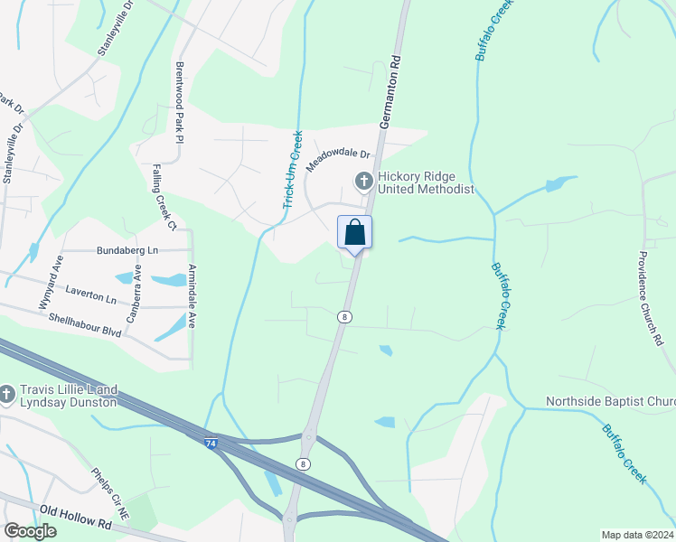 map of restaurants, bars, coffee shops, grocery stores, and more near 5924 Germanton Road in Winston-Salem