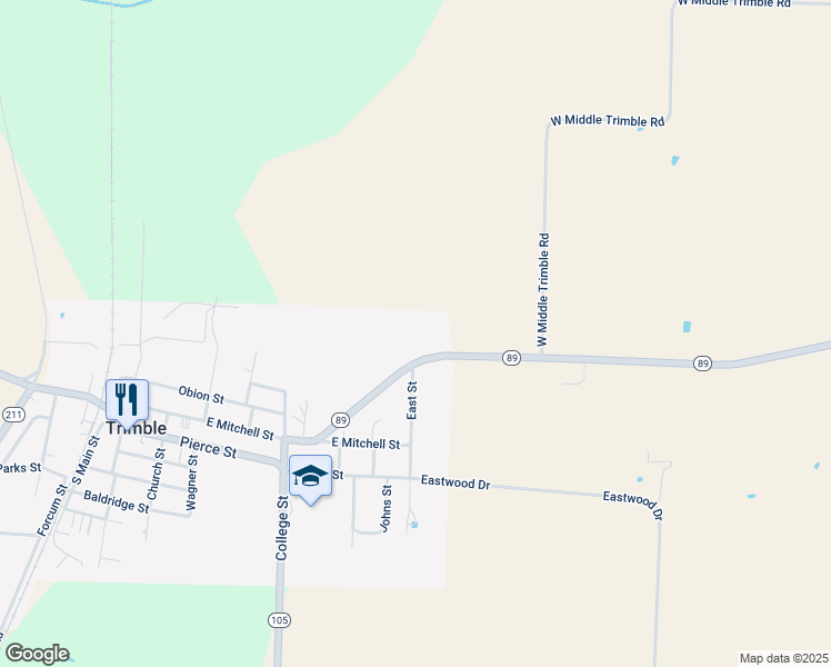 map of restaurants, bars, coffee shops, grocery stores, and more near in Trimble