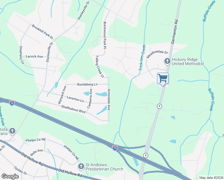 map of restaurants, bars, coffee shops, grocery stores, and more near 6435 Armindale Avenue in Rural Hall