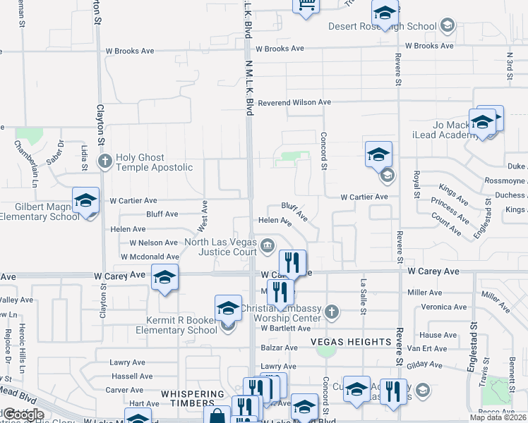 map of restaurants, bars, coffee shops, grocery stores, and more near 2 Page Street in Las Vegas