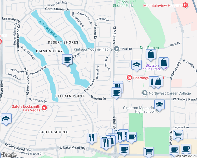map of restaurants, bars, coffee shops, grocery stores, and more near 2516 Dayspring in Las Vegas