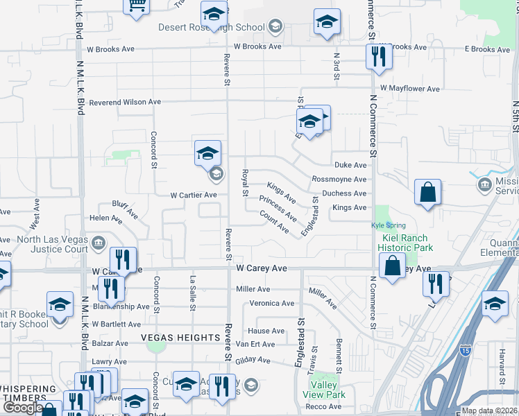 map of restaurants, bars, coffee shops, grocery stores, and more near 708 West Nelson Avenue in North Las Vegas