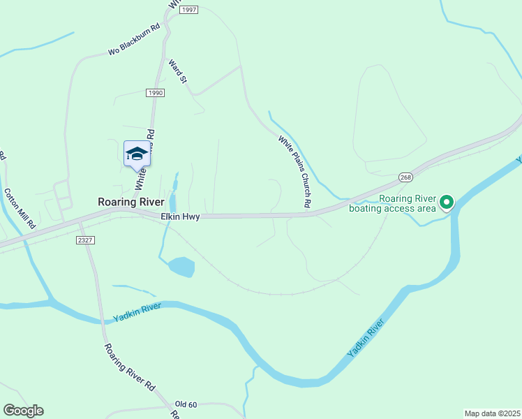 map of restaurants, bars, coffee shops, grocery stores, and more near 8711 Elkin Highway in Roaring River