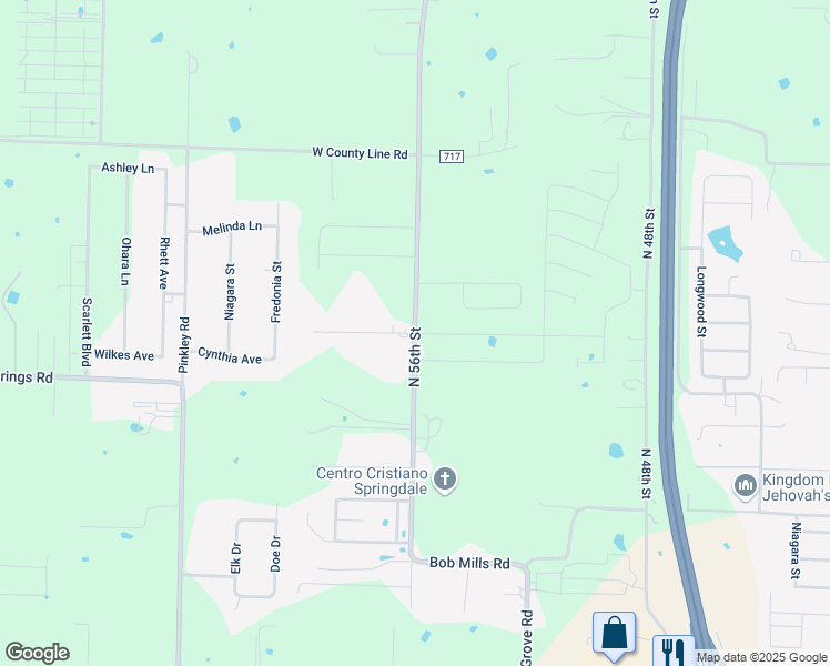 map of restaurants, bars, coffee shops, grocery stores, and more near 5635 Saddleridge in Springdale