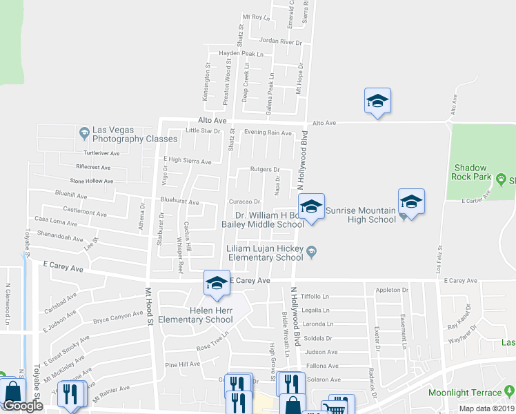 map of restaurants, bars, coffee shops, grocery stores, and more near 2549 North Grand Basin Drive in Las Vegas